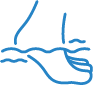 a blue line drawing of a foot