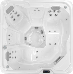 a white square tub with many buttons