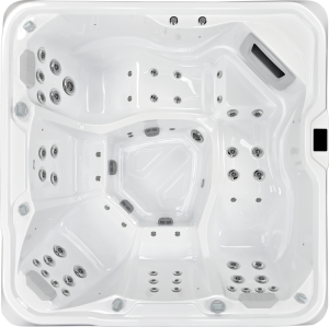 a white and black square tub