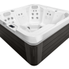 a white and black hot tub