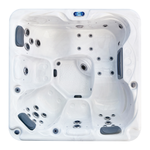 a white and grey hot tub