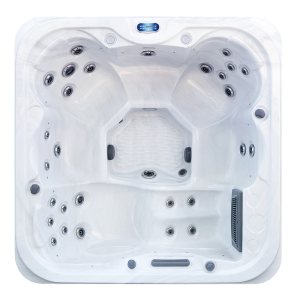 a white and grey hot tub