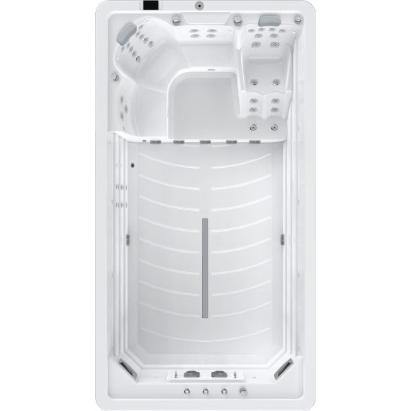 a white rectangular tub with a black background