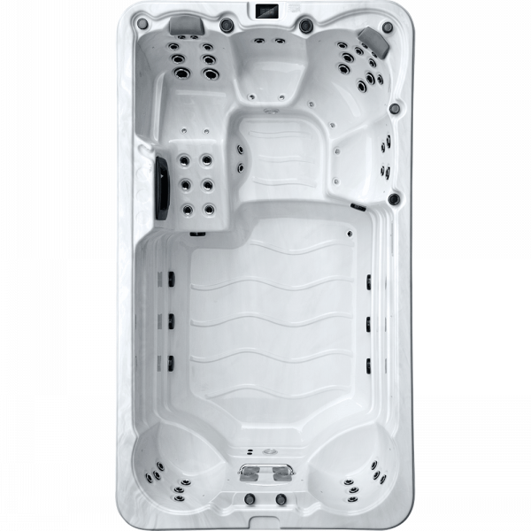 a white rectangular tub with black background