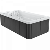 The hot tub is shown in black and white