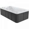 a black and white hot tub